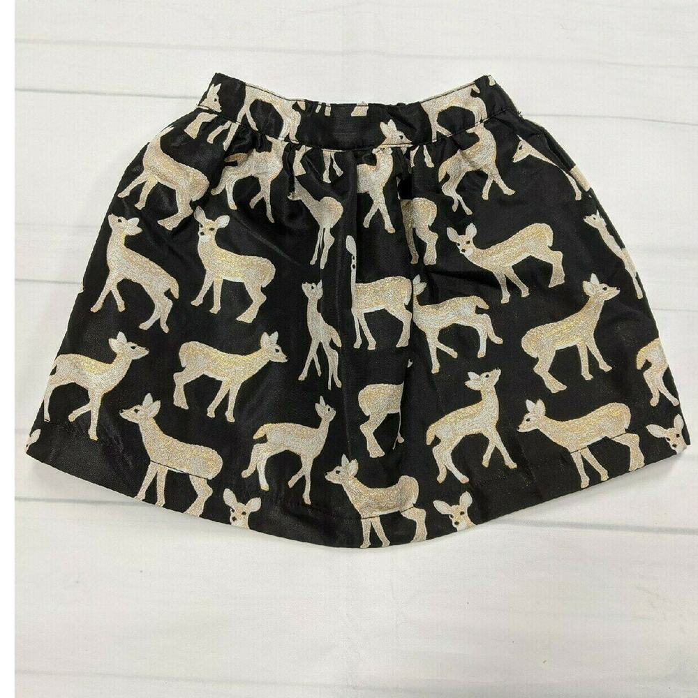 Gymboree Black and Gold Holiday Deer Skirt Girls 4